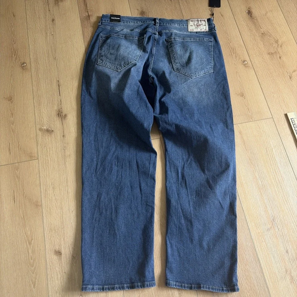 True Religion Bobby Applique Relaxed Baggy Jeans Size 36 Medium Blaze Wash NWT